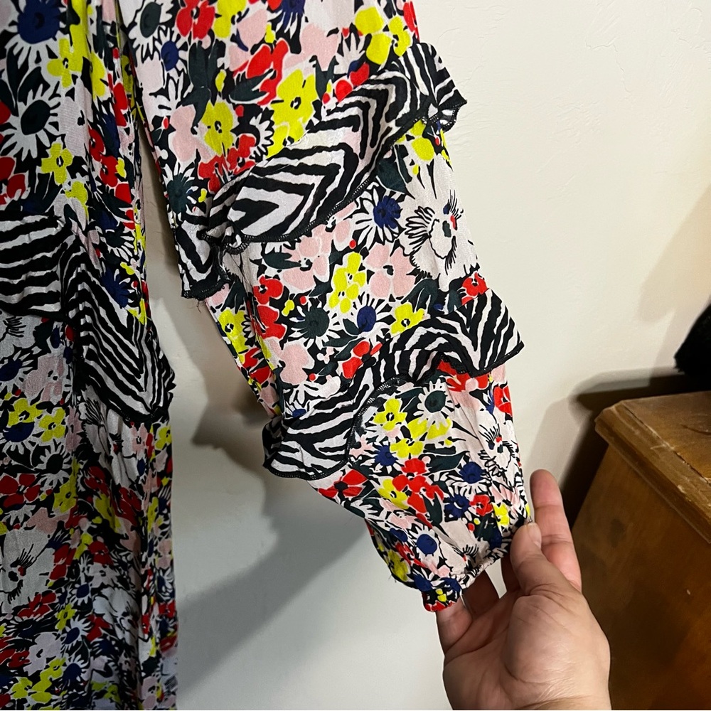 Lily and Lionel X Anthropologie Rina Multicolor Floral Zebra‎ Boho Midi Dress - Picture 7 of 11